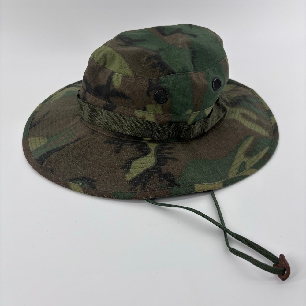US Military ERDL Camo Ripstop Boonie Sun Bucket Hat Size Unknown